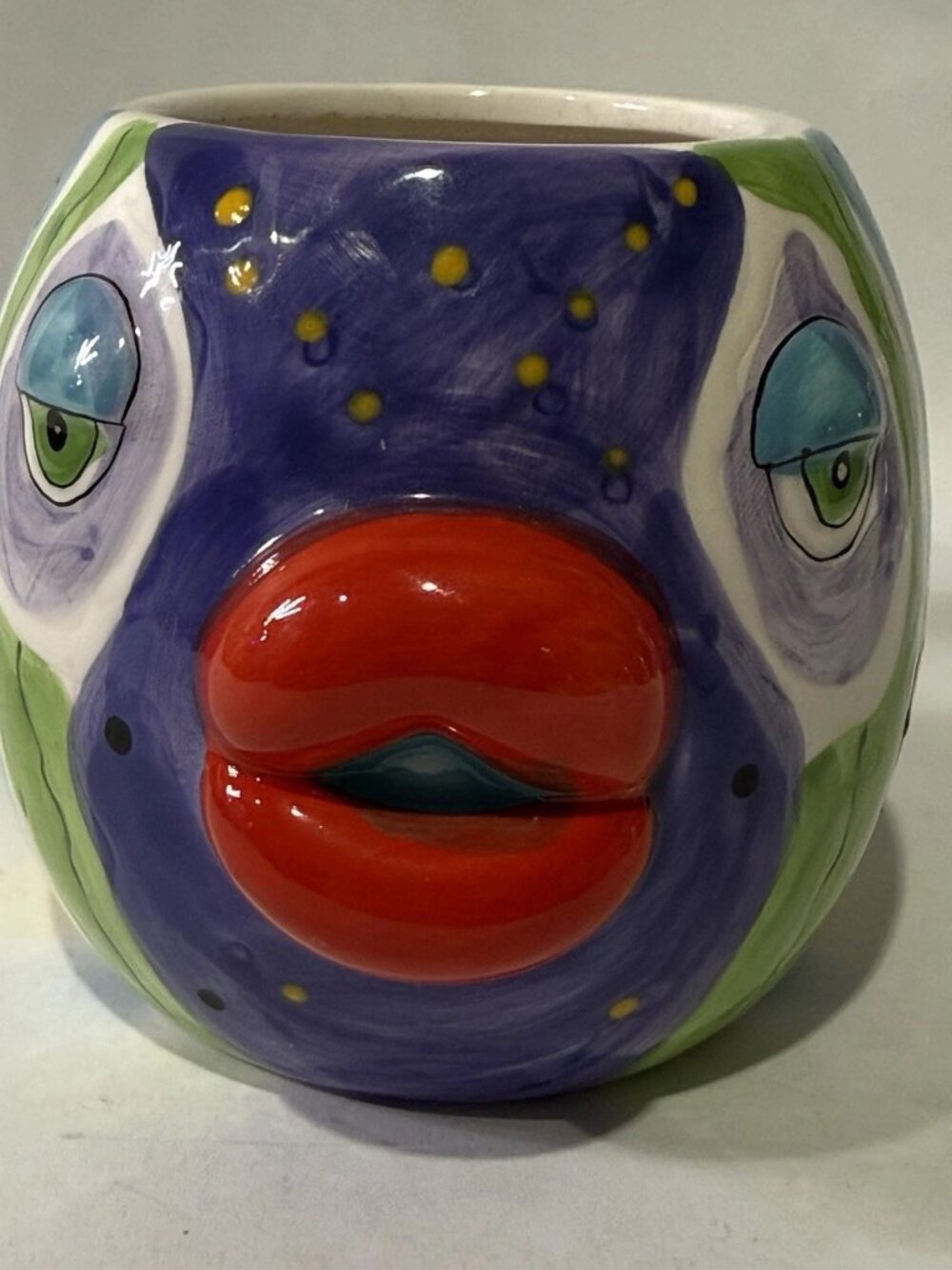 Vintage US Virgin Islands Tropical Fish Mug 3D Red Lips St Thomas St John